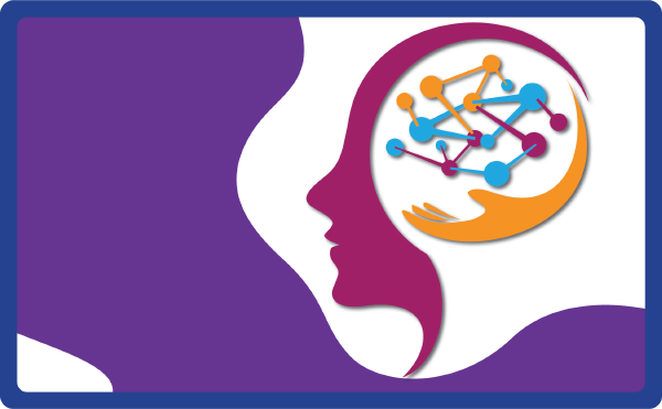 Artistic design that represent neuroscience. Includes an outline of a person with neurolinks coming together. 